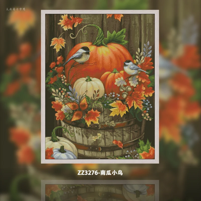 Cross Stitch Stamped Kits Beginners - [ZZ3276-Pájaro Calabaza] | Kit de bordado
