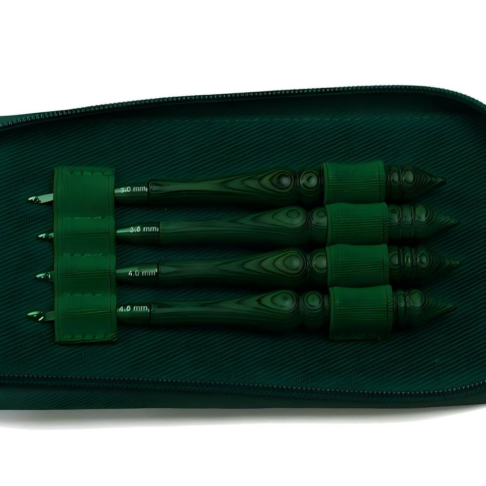 Wooden Crochet Hooks Ergonomic Handle - Juego de agujas de ganchillo con
