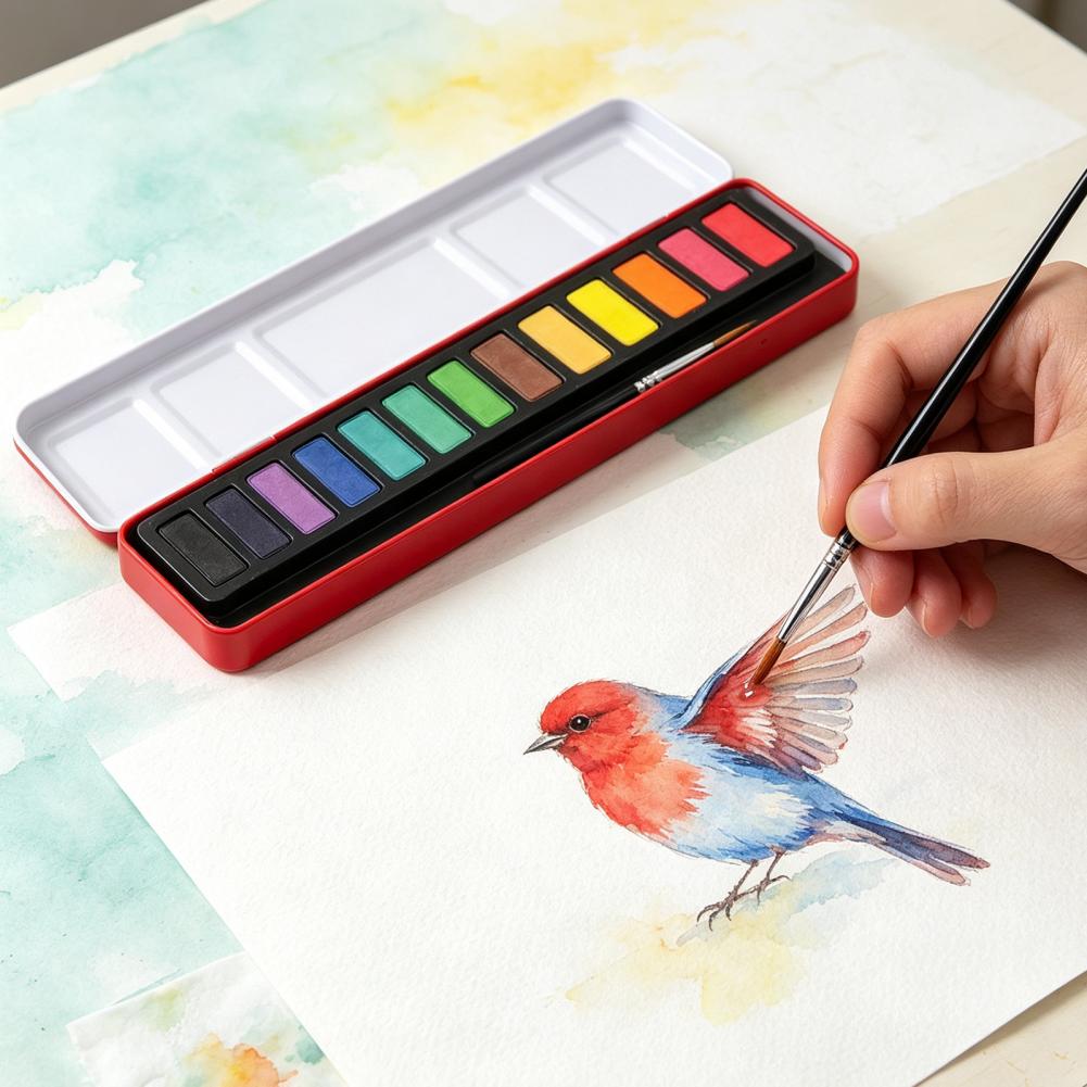 Watercolor Paint Set Solid Pigment - Set de Pintura de Acuarela Portátil,