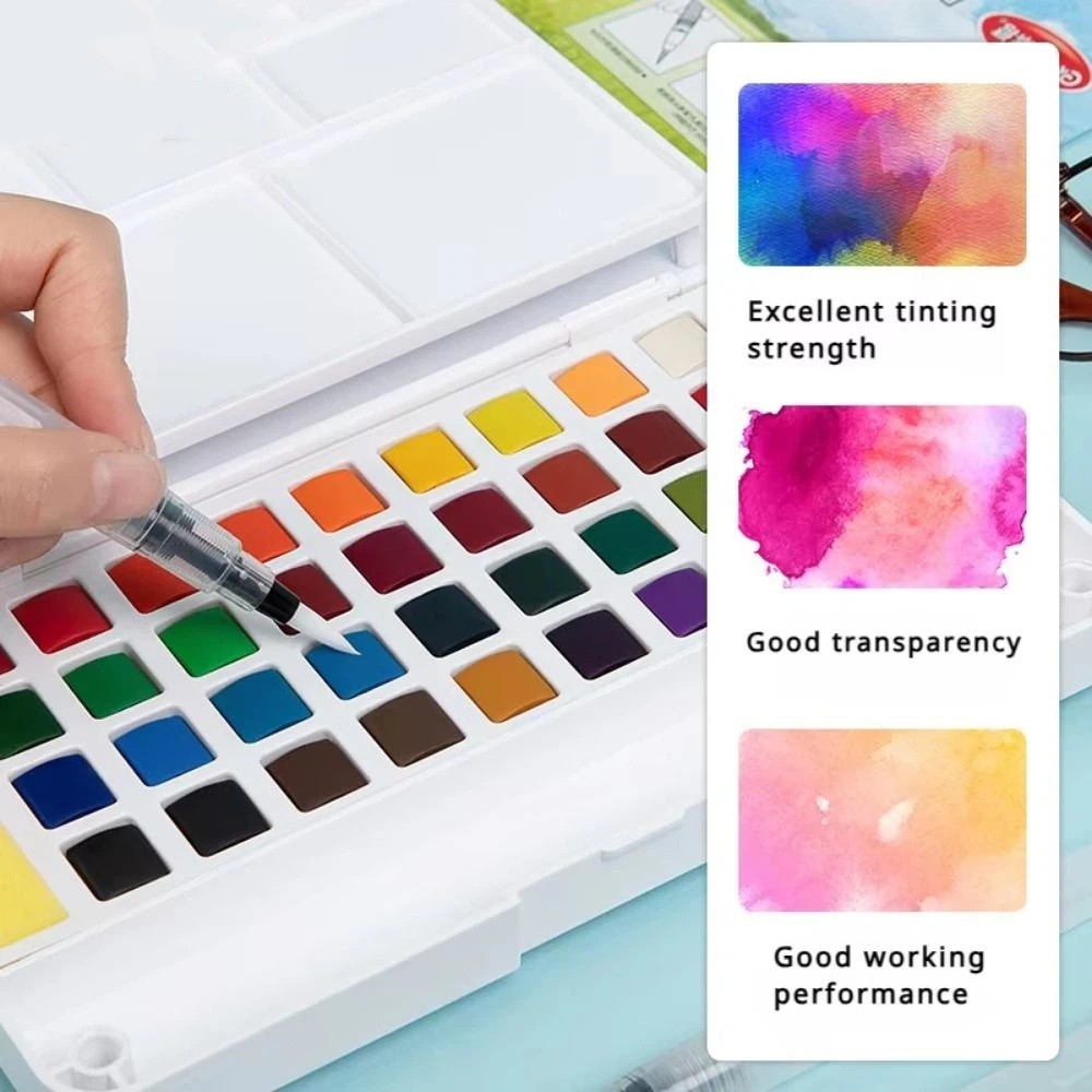 Watercolor Paint Set Solid Pigment - Juego de Pinturas Acuarelas Sólidas de