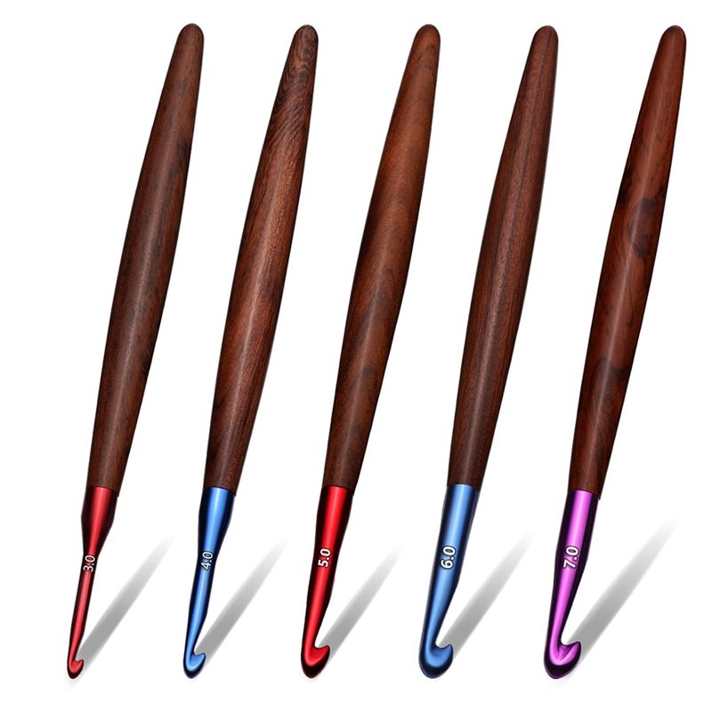A59Z-Ganchos de ganchillo ergo - Wooden Crochet Hooks Ergonomic Handle reseña y precio