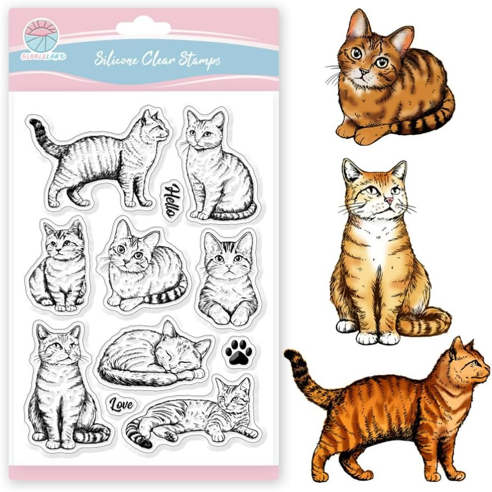 Sellos transparentes de gato,  - Clear Silicone Stamps For Card Making reseña y precio